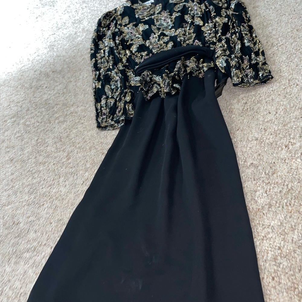 Vintage Elegant Black and Gold Women's Dress